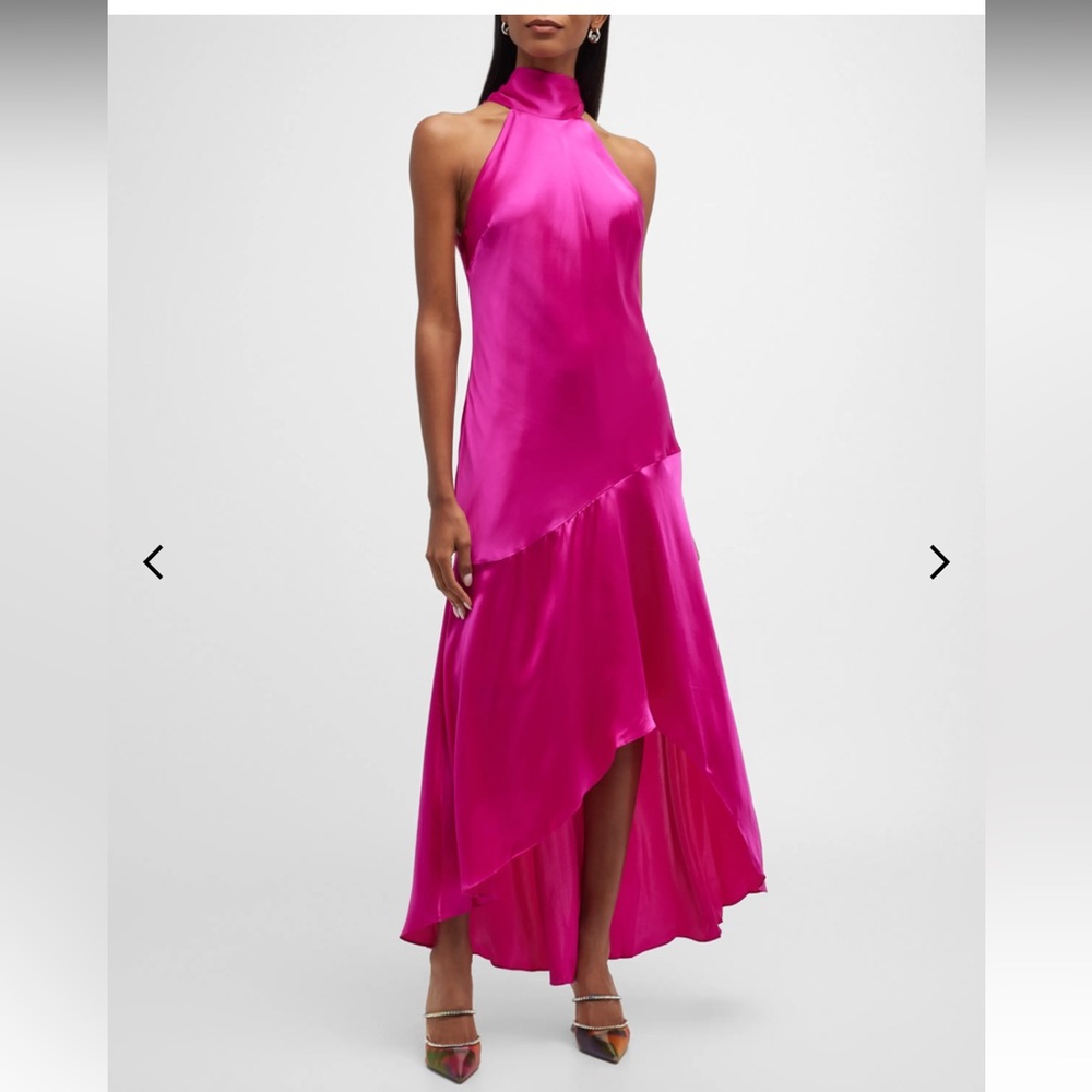 Frame Silk High Low Halter Dress